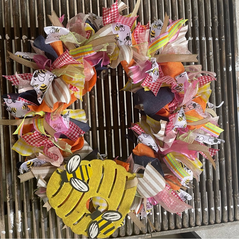 2 Bee Theme Ribbon wreaths
